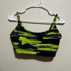 Alphalete Surface Limitless Bra in black lime green stain SMALL